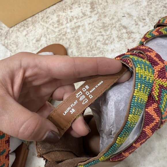 laidbacklondon Sandals Womens Size 7.5 Brown Lauri Flat Beaded Gladiator EU 38 - Picture 12 of 14